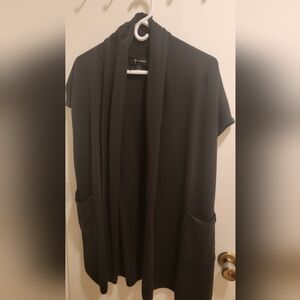 St. John Black Open-Front Knit Cardigan